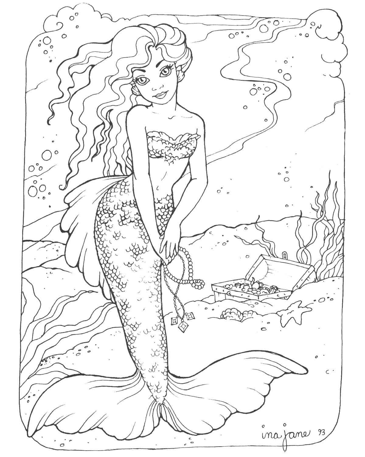 mermaid coloring pages free printable coloringme com