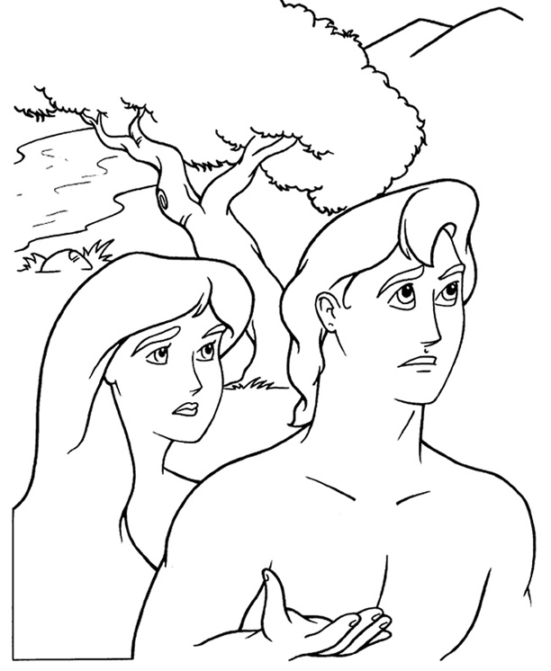 Adam And Eve And The Serpent Coloring Pages