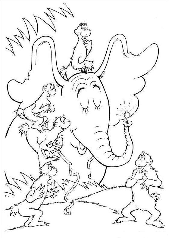 Dr Seuss Cat In The Hat Coloring Pages Sketch Coloring Page